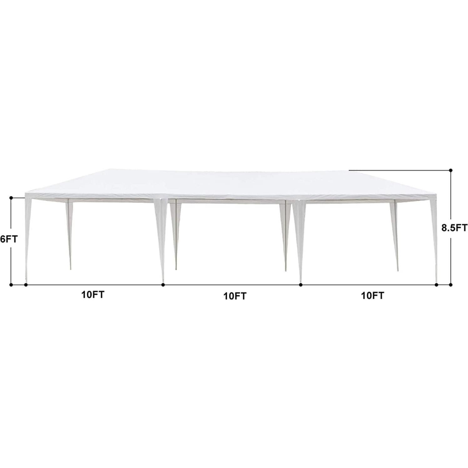 10x30 Party Tent,Wedding Tent with 8 Removable Sidewalls & Transparent Windows - Outdoor Tents - Ideal for Parties, Birthdays,Garden or Backyard Gazebo Canopy Event Tent - White
