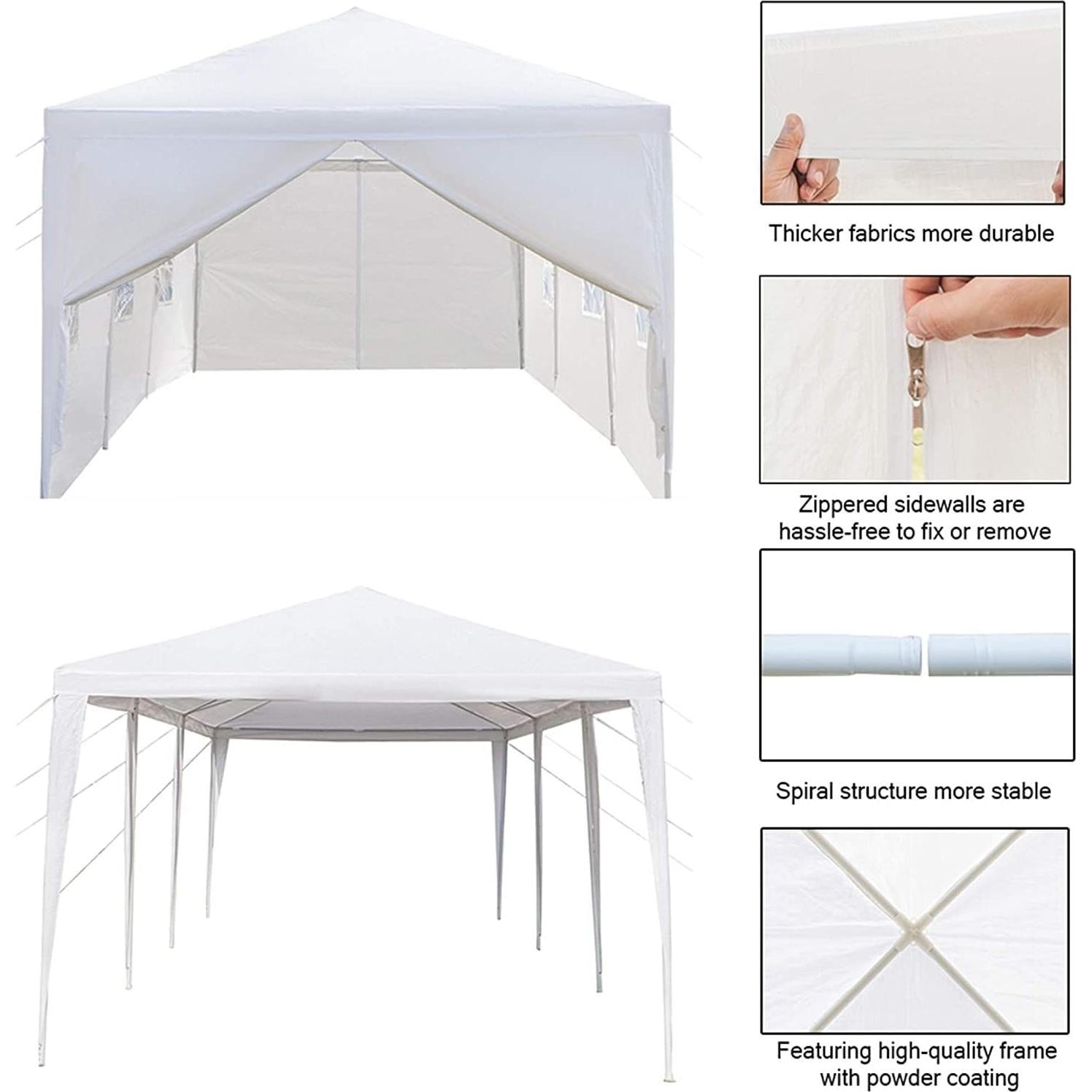 10x30 Party Tent,Wedding Tent with 8 Removable Sidewalls & Transparent Windows - Outdoor Tents - Ideal for Parties, Birthdays,Garden or Backyard Gazebo Canopy Event Tent - White
