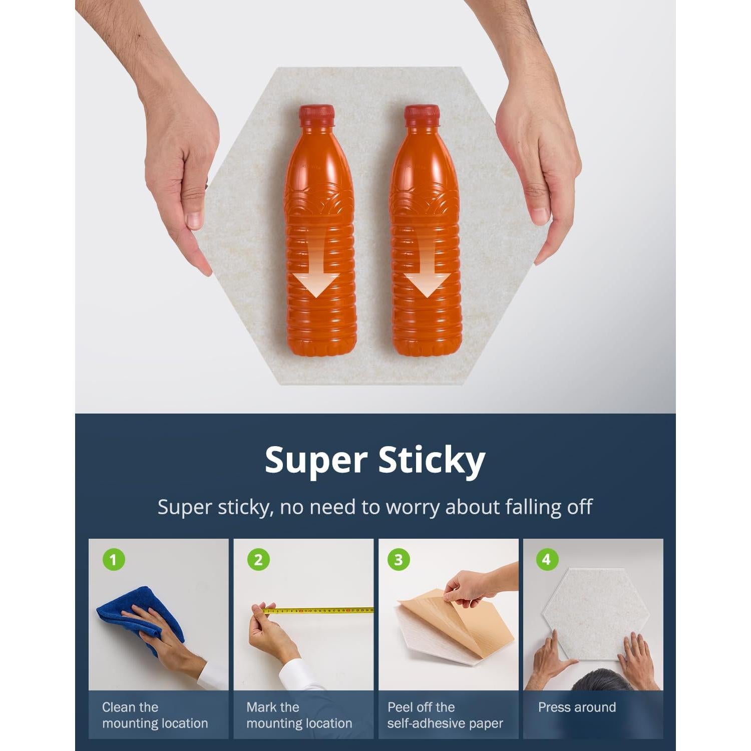 Paquete de 12 Paneles Acústicos Hexagonales Beige 30.48x25.4cm