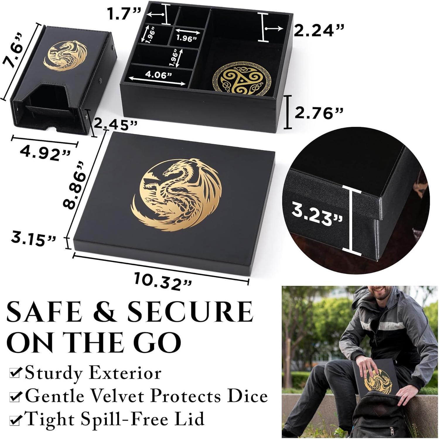 Bandeja y Torre de Dados Soar Forge Dragón Dorado 1,36 kg