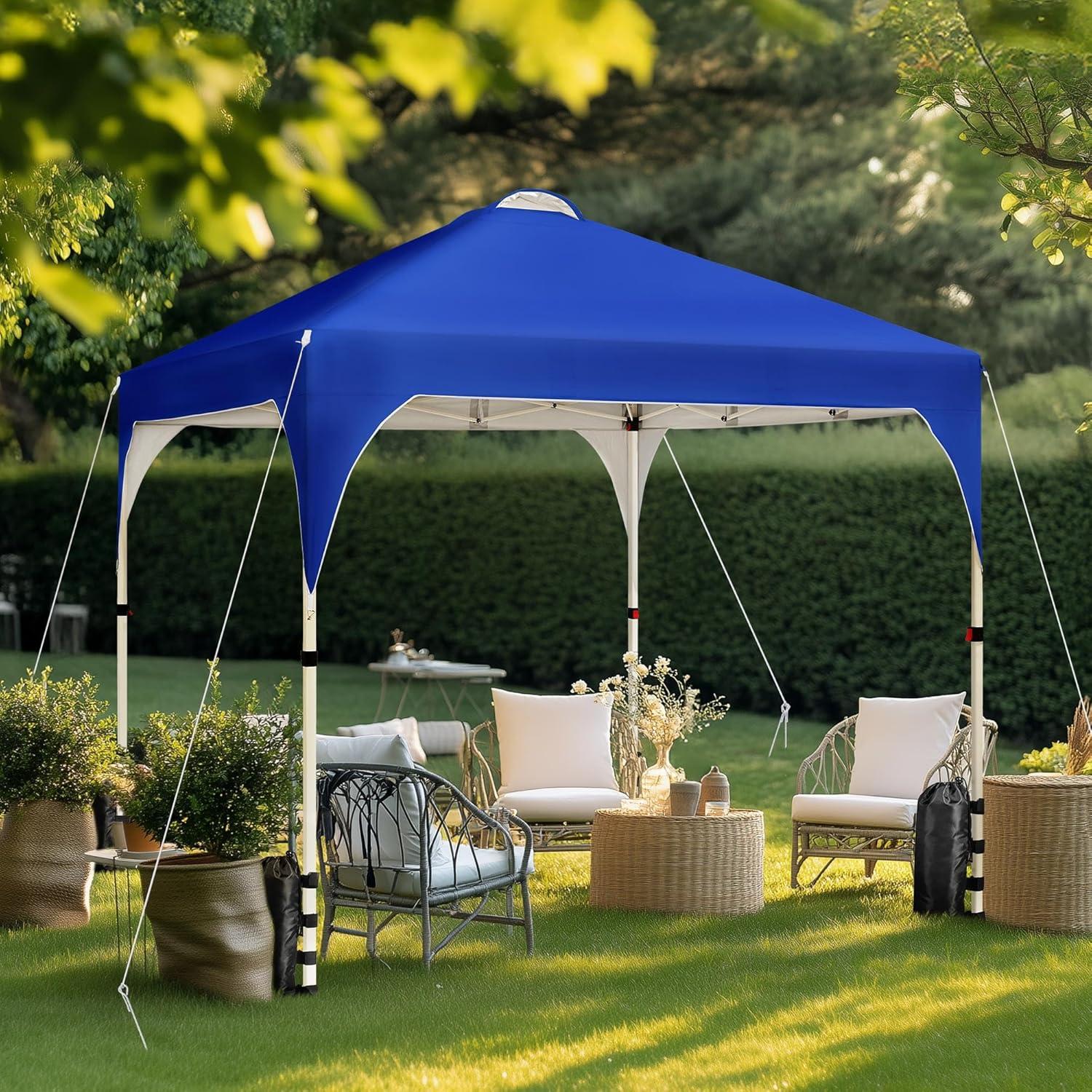 Carpa Plegable Topeakmart 6.6x6.6m Azul con Ruedas