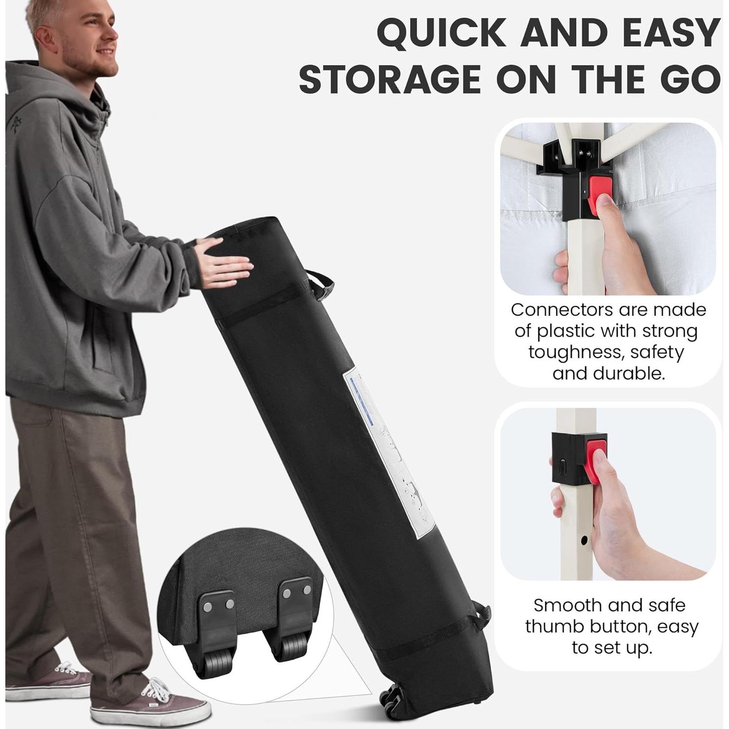 Carpa Plegable Topeakmart 6.6x6.6m Azul con Ruedas