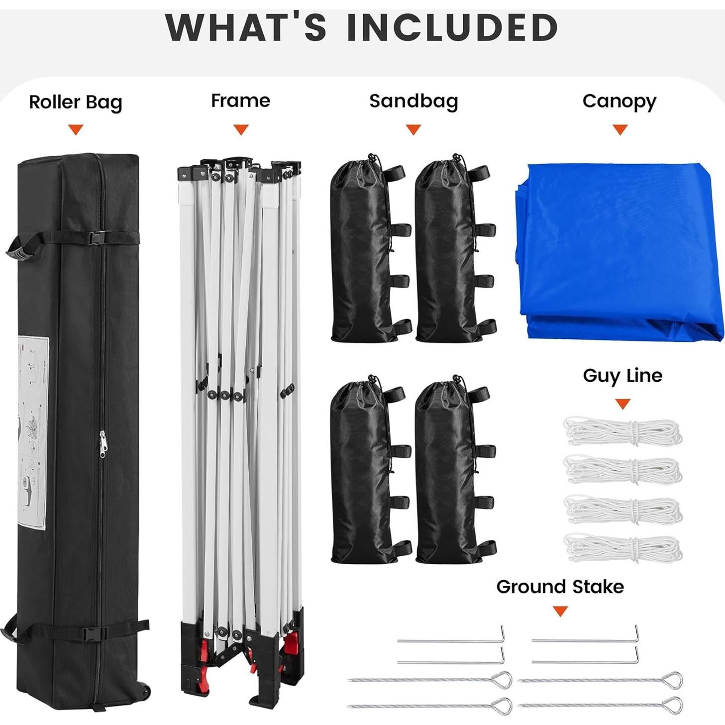 Carpa Plegable Topeakmart 6.6x6.6m Azul con Ruedas