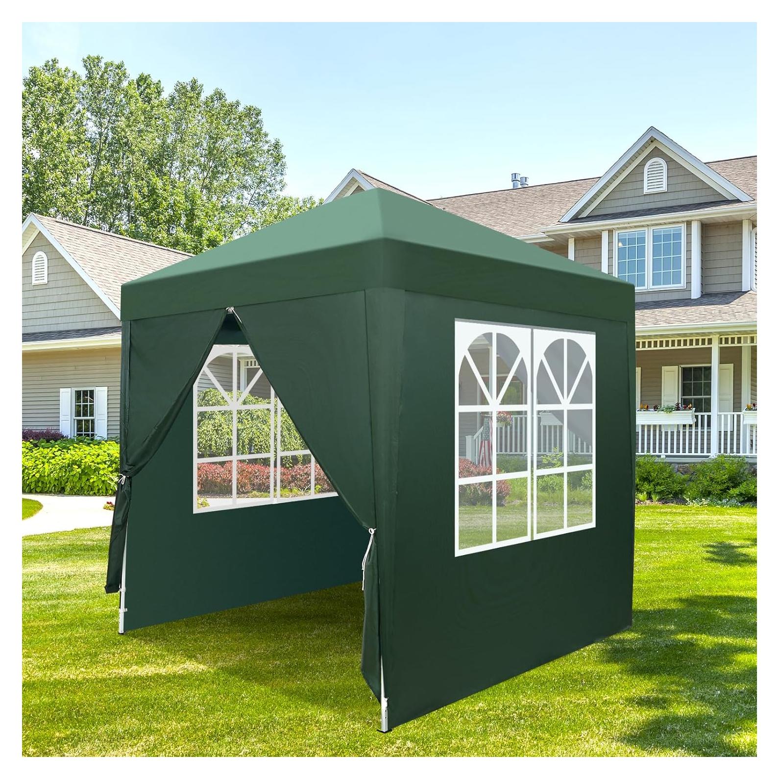 Gazebo Plegable Bonnlo 2x2m Verde con Paredes Laterales
