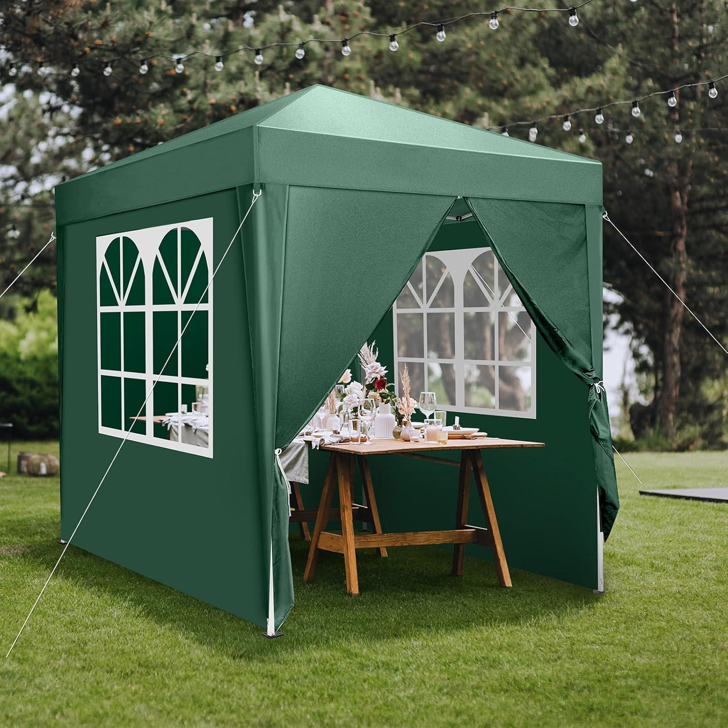 Gazebo Plegable Bonnlo 2x2m Verde con Paredes Laterales