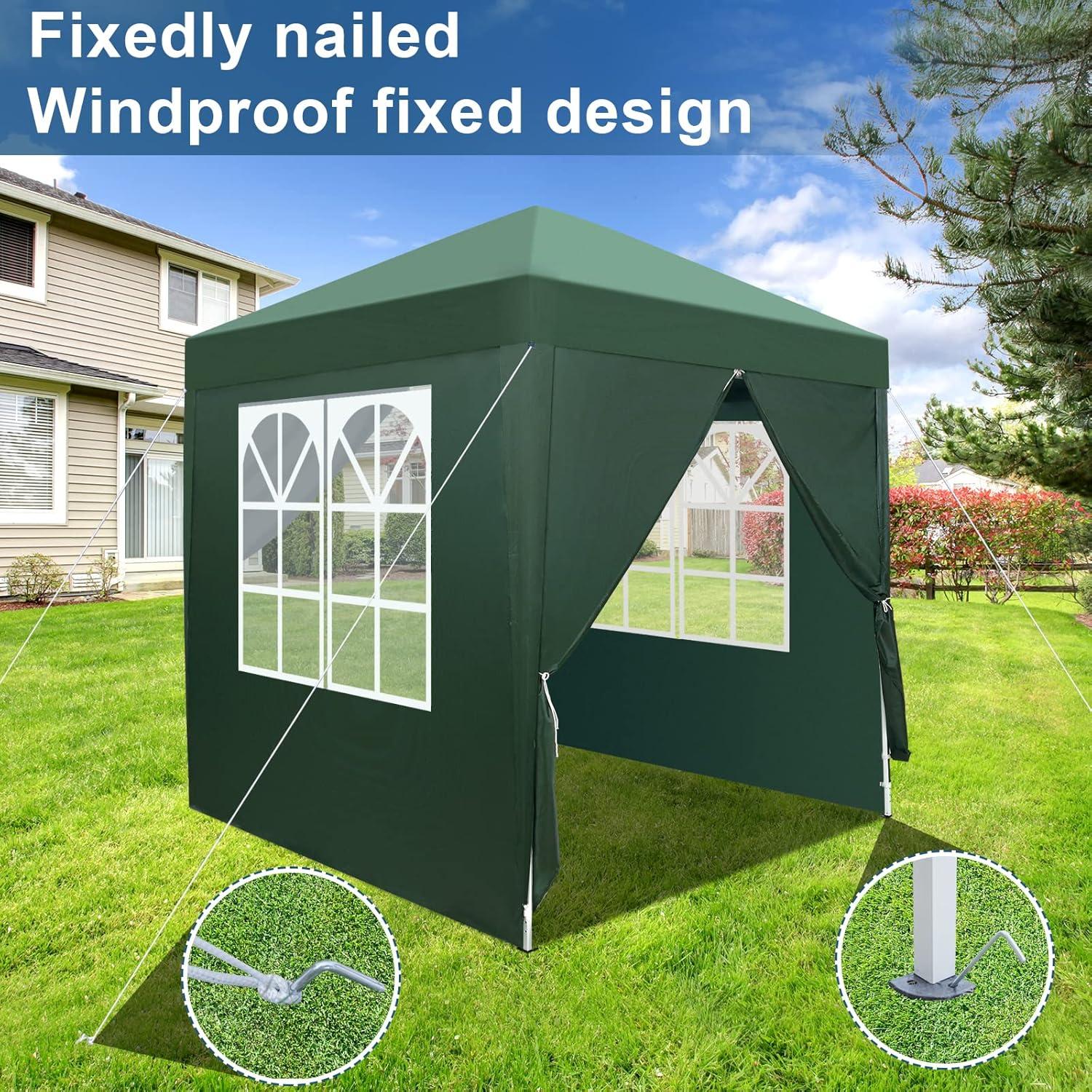 Gazebo Plegable Bonnlo 2x2m Verde con Paredes Laterales