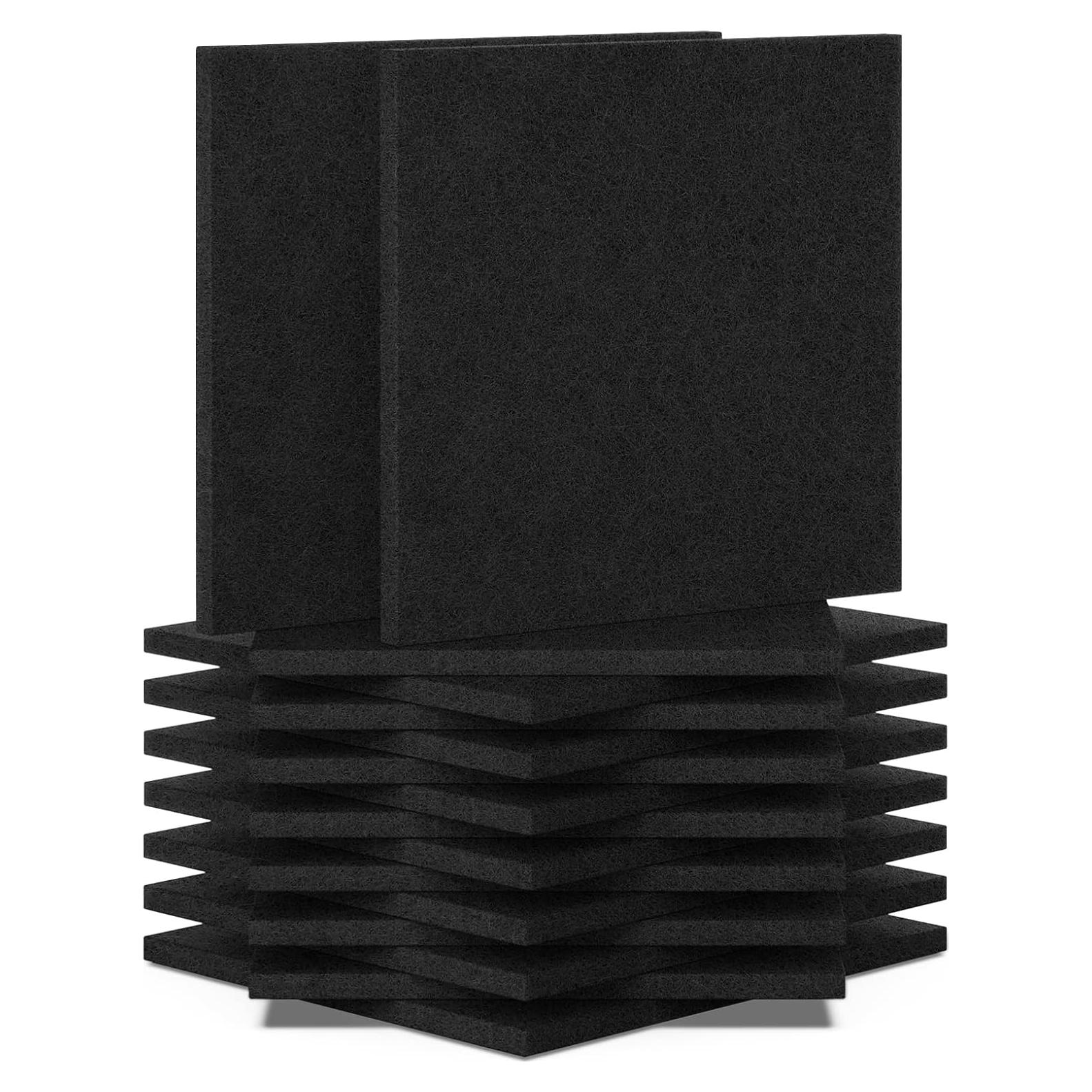 BXI Sound Absorber, 12 X 12 X 3/8 Inches 16Pcs High Density Acoustic Absorption Panel, Sound Absorbing Panels Reduce Echo Reverb, Tackable Acoustic Panels for Wall and Ceiling Acoustic Treatment