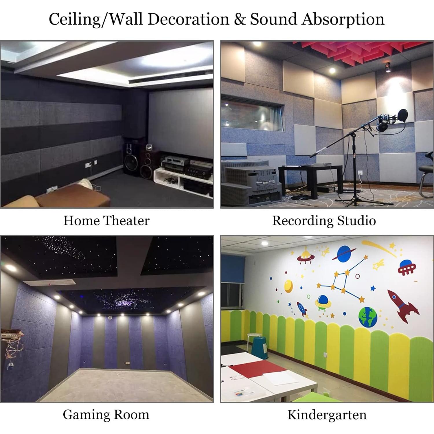 BXI Sound Absorber, 12 X 12 X 3/8 Inches 16Pcs High Density Acoustic Absorption Panel, Sound Absorbing Panels Reduce Echo Reverb, Tackable Acoustic Panels for Wall and Ceiling Acoustic Treatment