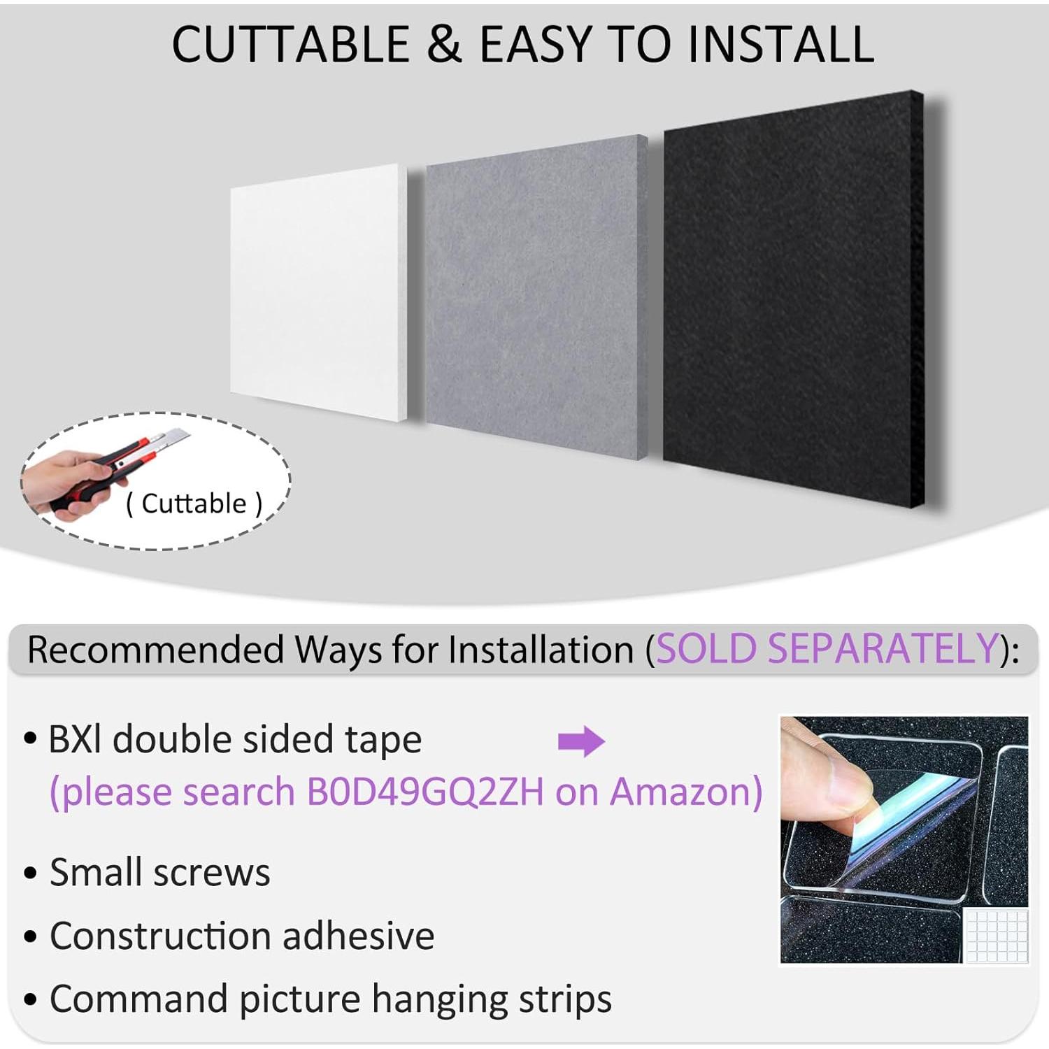 BXI Sound Absorber, 12 X 12 X 3/8 Inches 16Pcs High Density Acoustic Absorption Panel, Sound Absorbing Panels Reduce Echo Reverb, Tackable Acoustic Panels for Wall and Ceiling Acoustic Treatment