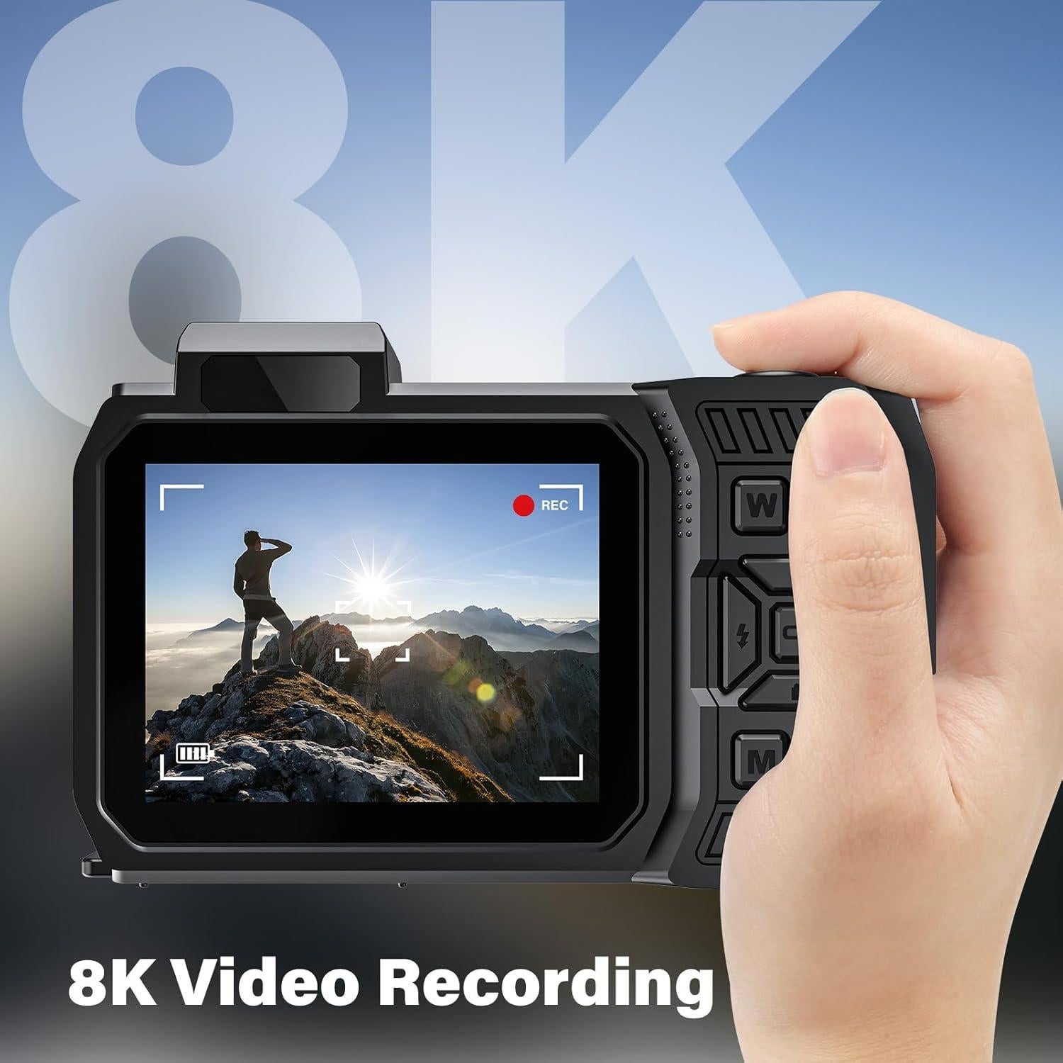 Cámara Digital 8K UHD 70MP Tupsio Resistente al Agua Azul