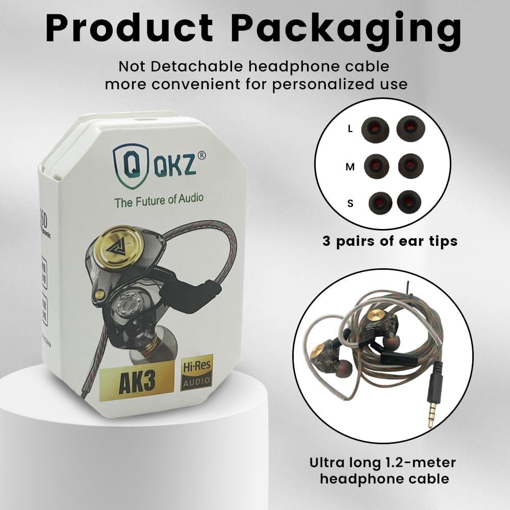 Auriculares Gaming In Ear AK3FILE con Cable HiFi 10mm Negro