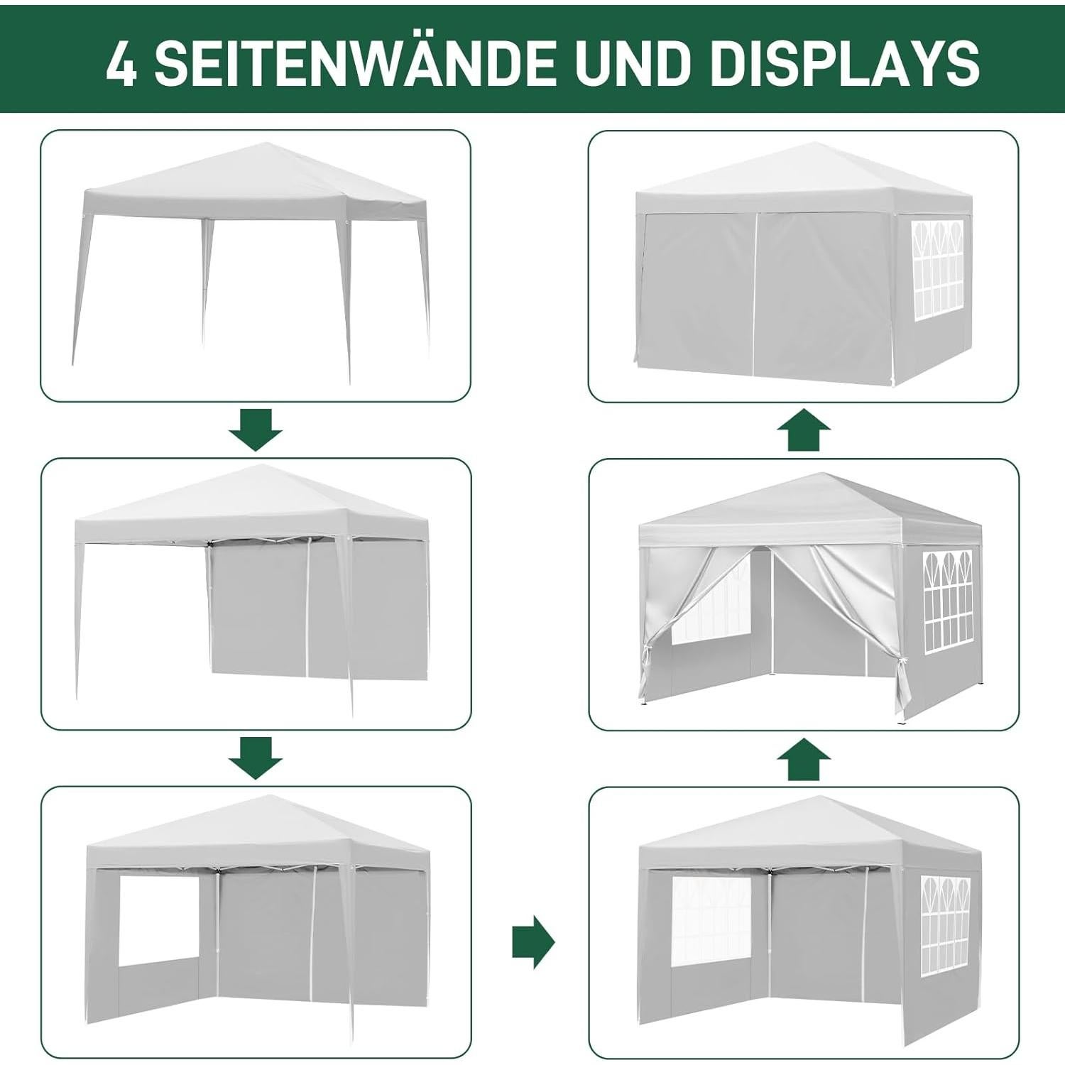 Carpa Plegable Impermeable MIIEELO 3x3m con 2 Puertas y Ventanas