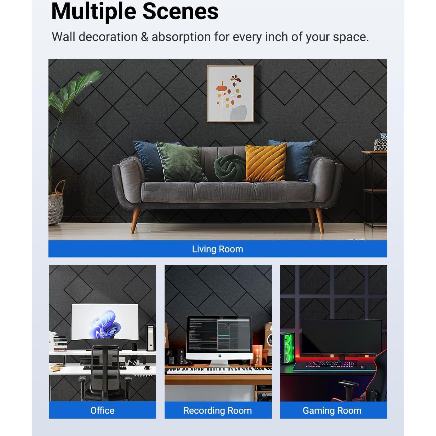 Paquete de 12 Paneles Acústicos Aislantes Topnaca 30.48x30.48cm