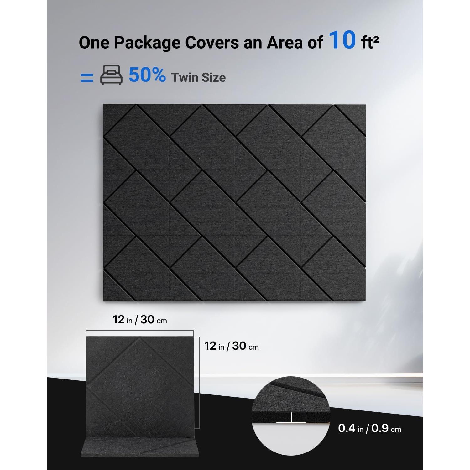 Paquete de 12 Paneles Acústicos Aislantes Topnaca 30.48x30.48cm