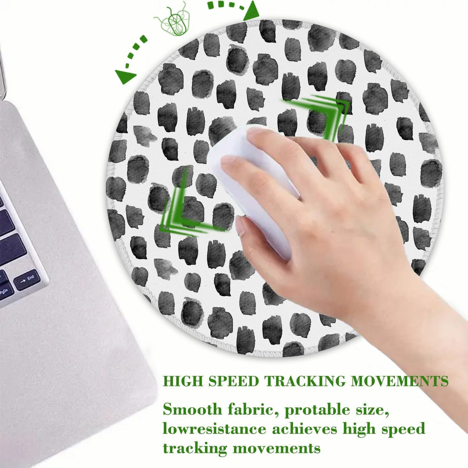 Alfombrilla de Ratón Redonda Ghatobty Puntos Negros 20 cm