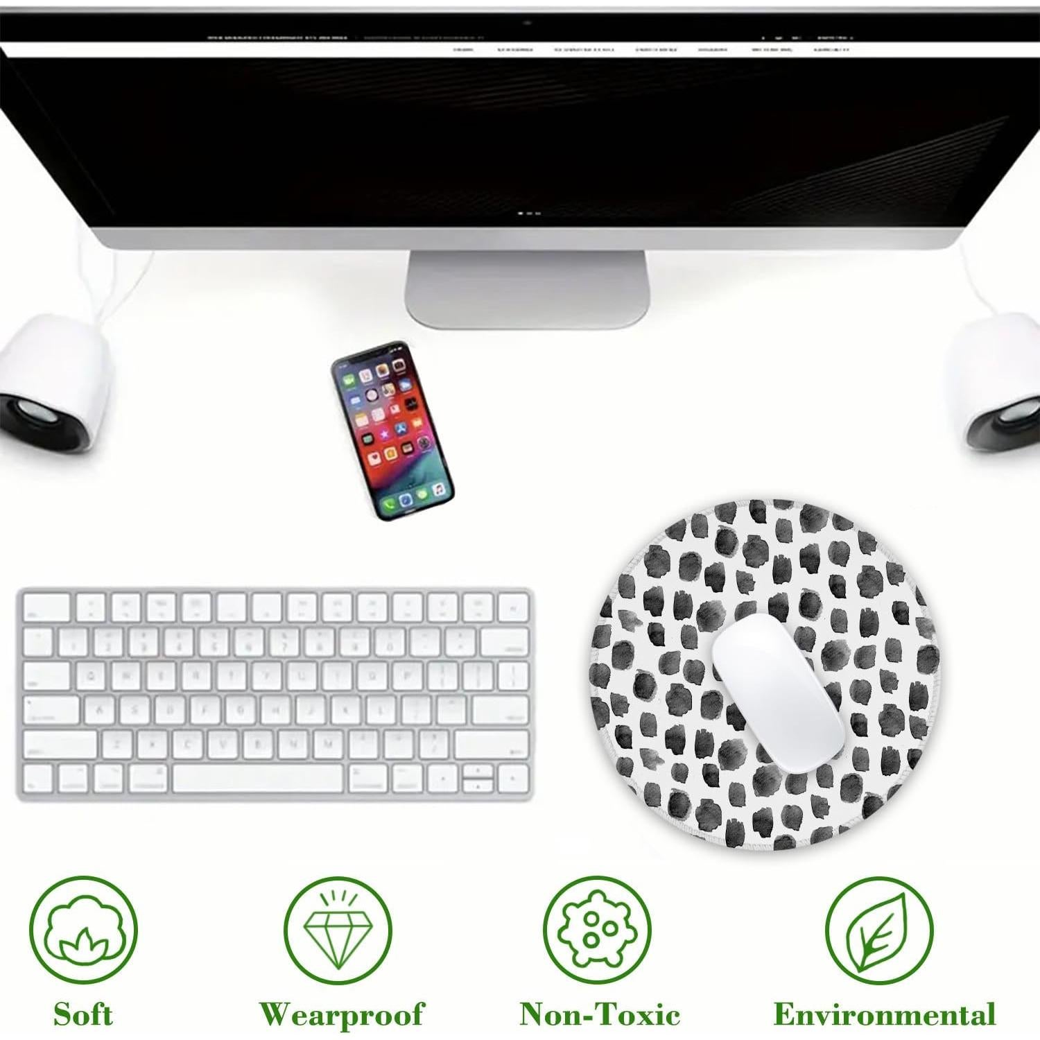 Alfombrilla de Ratón Redonda Ghatobty Puntos Negros 20 cm