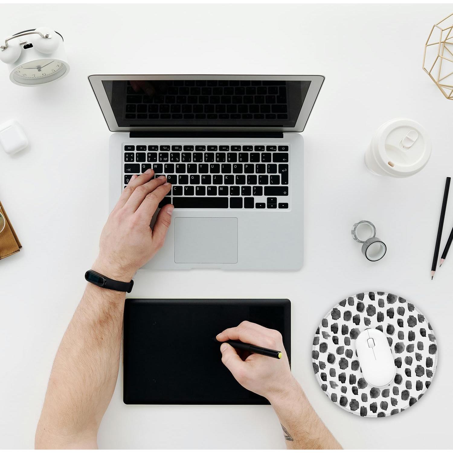 Alfombrilla de Ratón Redonda Ghatobty Puntos Negros 20 cm