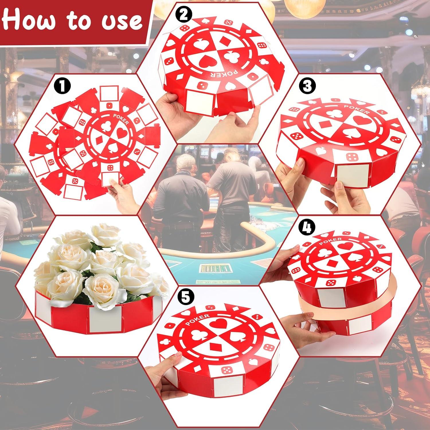 32 PCS Decoración Fiesta Casino SAYAYA Cajas Fichas 22,86 cm