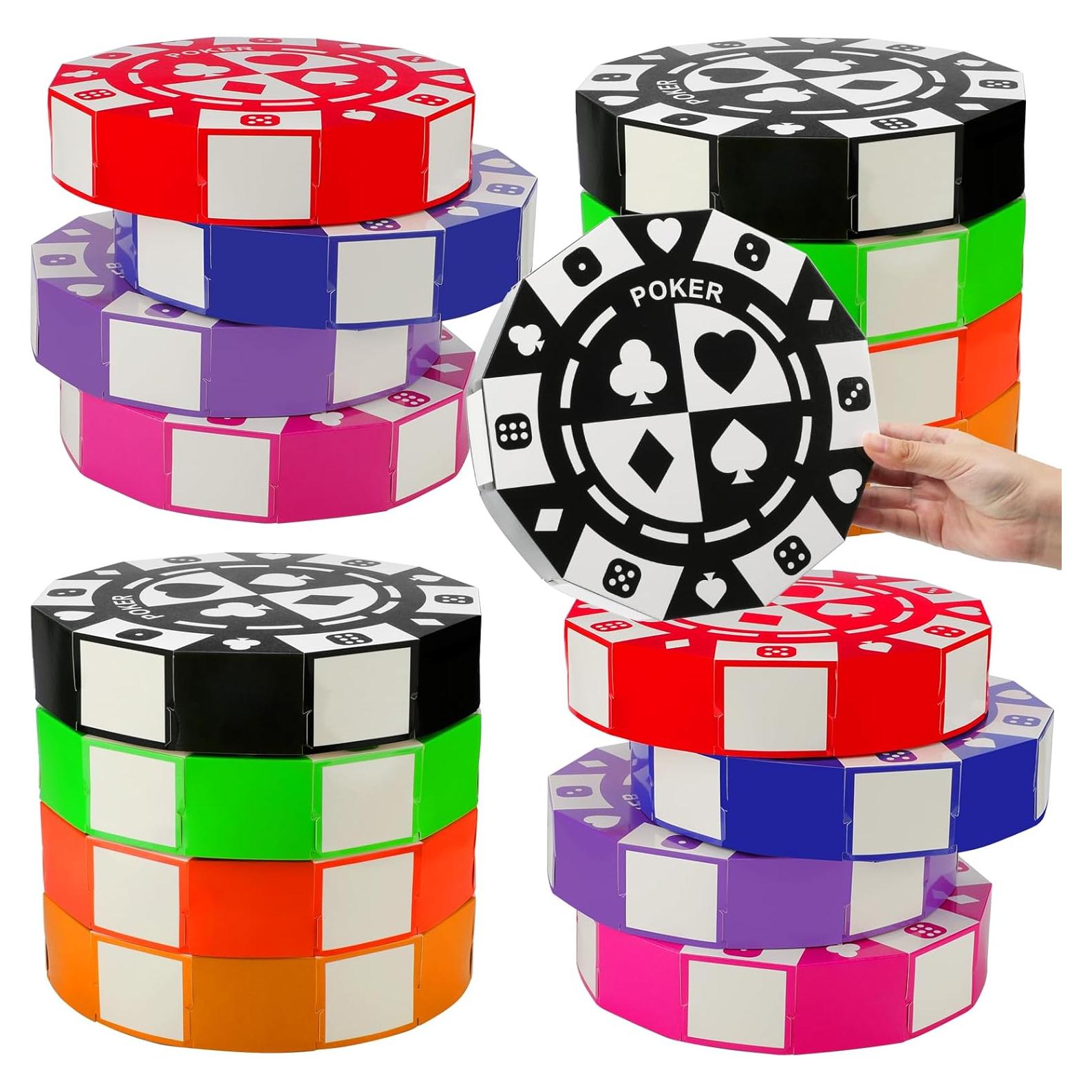 16 Piezas Decoración Fiesta Casino Cajas Fichas 22,86 cm