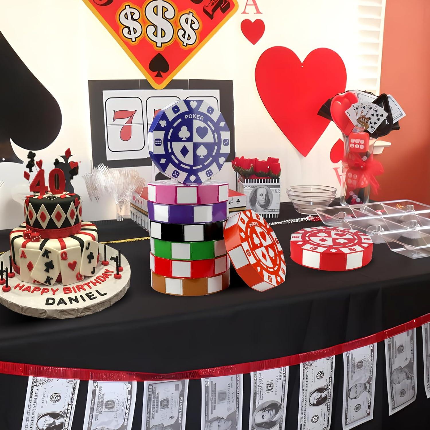 16 Piezas Decoración Fiesta Casino Cajas Fichas 22,86 cm