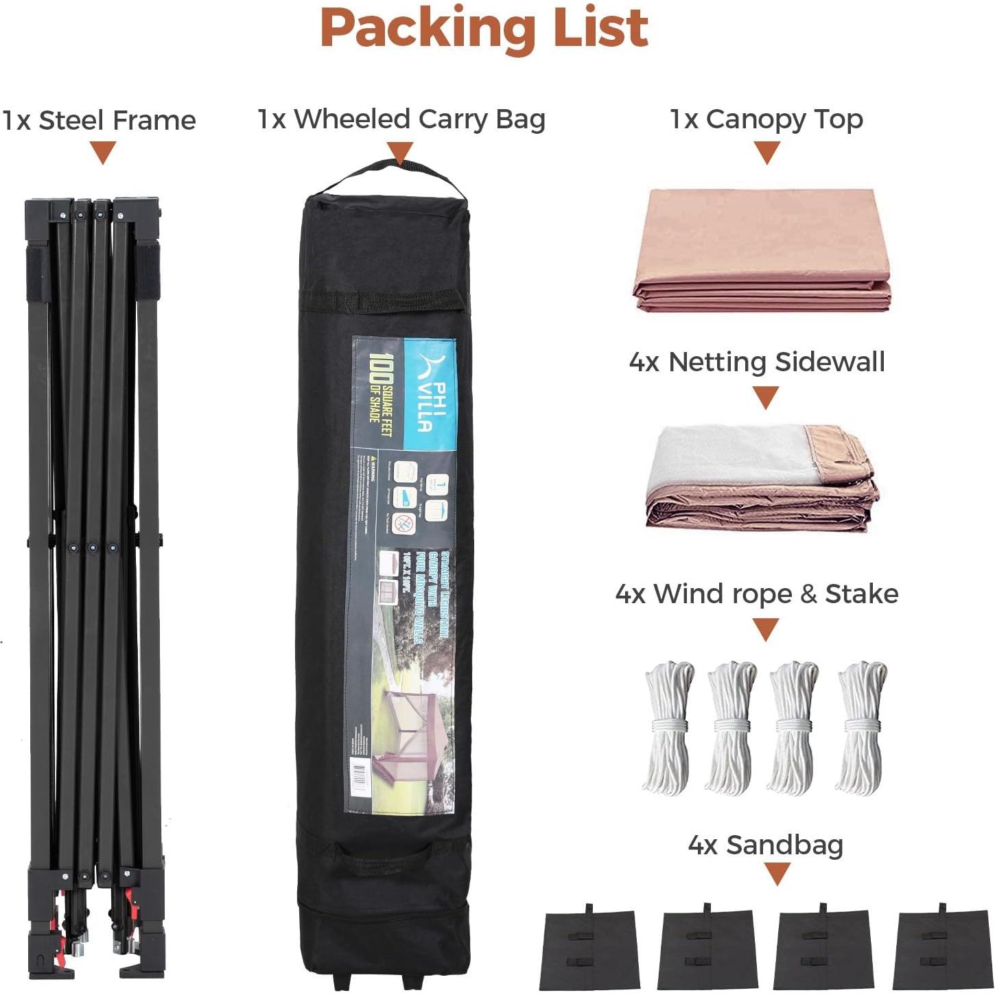 Carpa Pop-Up 3.05x3.05m GREEN PARTY con Mosquitera y Accesorios