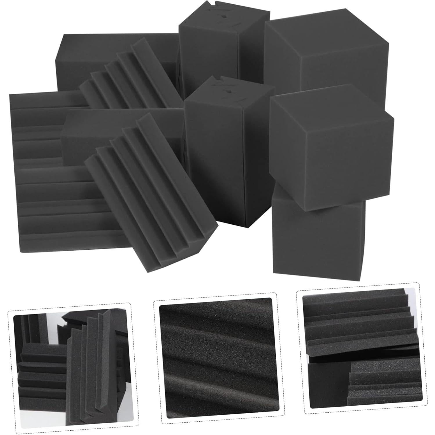 16pcs Low Frequency Acoustic Bass Traps Sound Absorbing Panels for Home Theater Ktv and Recording Studio High Density Sound Dampening for Corner Installation
