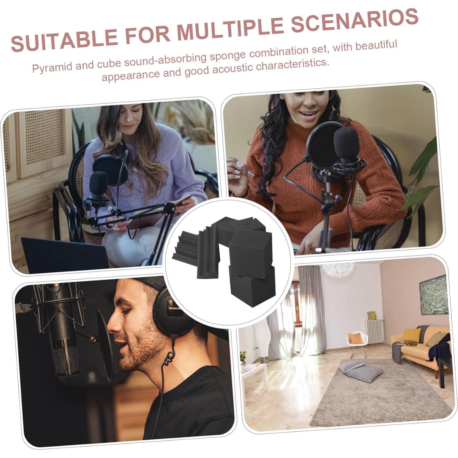 16pcs Low Frequency Acoustic Bass Traps Sound Absorbing Panels for Home Theater Ktv and Recording Studio High Density Sound Dampening for Corner Installation