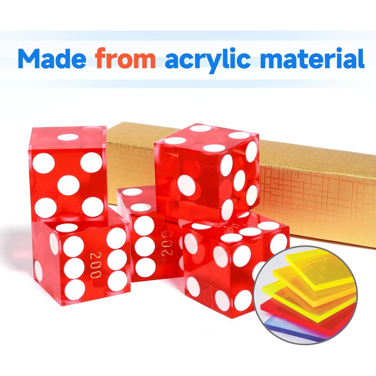 Dados de Casino GSE Set de 5 Rojo 19mm Alta Precisión