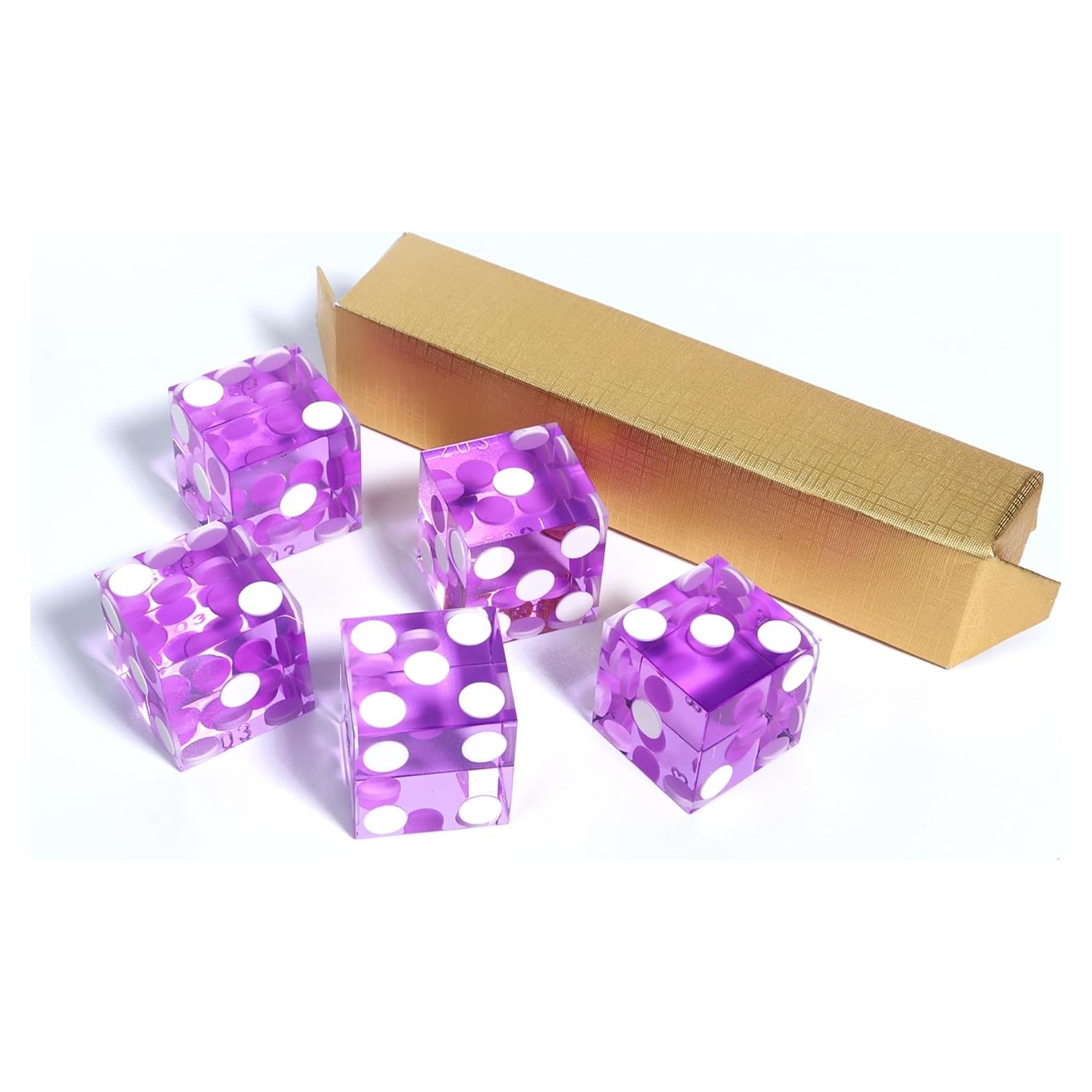 Dados de Casino GSE Morados 19mm Set de 5 Alta Precisión