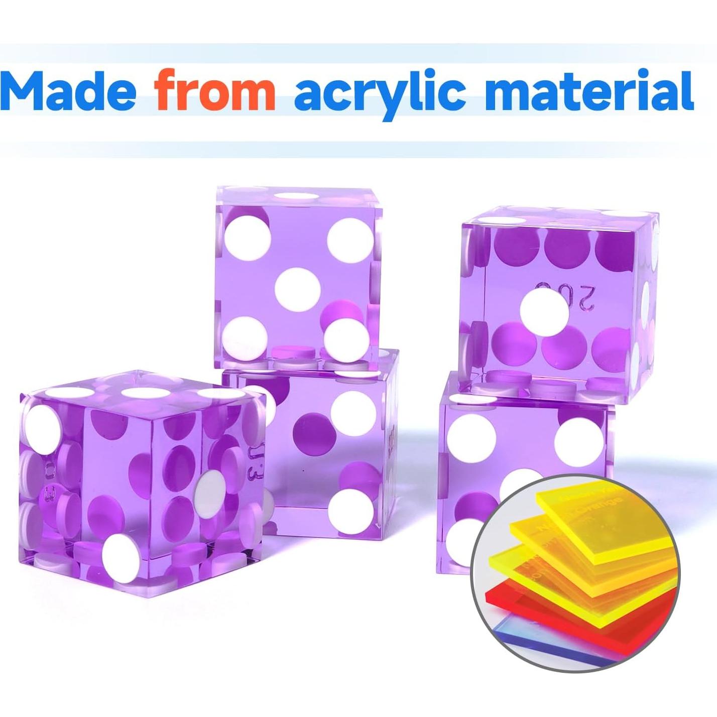 Dados de Casino GSE Morados 19mm Set de 5 Alta Precisión