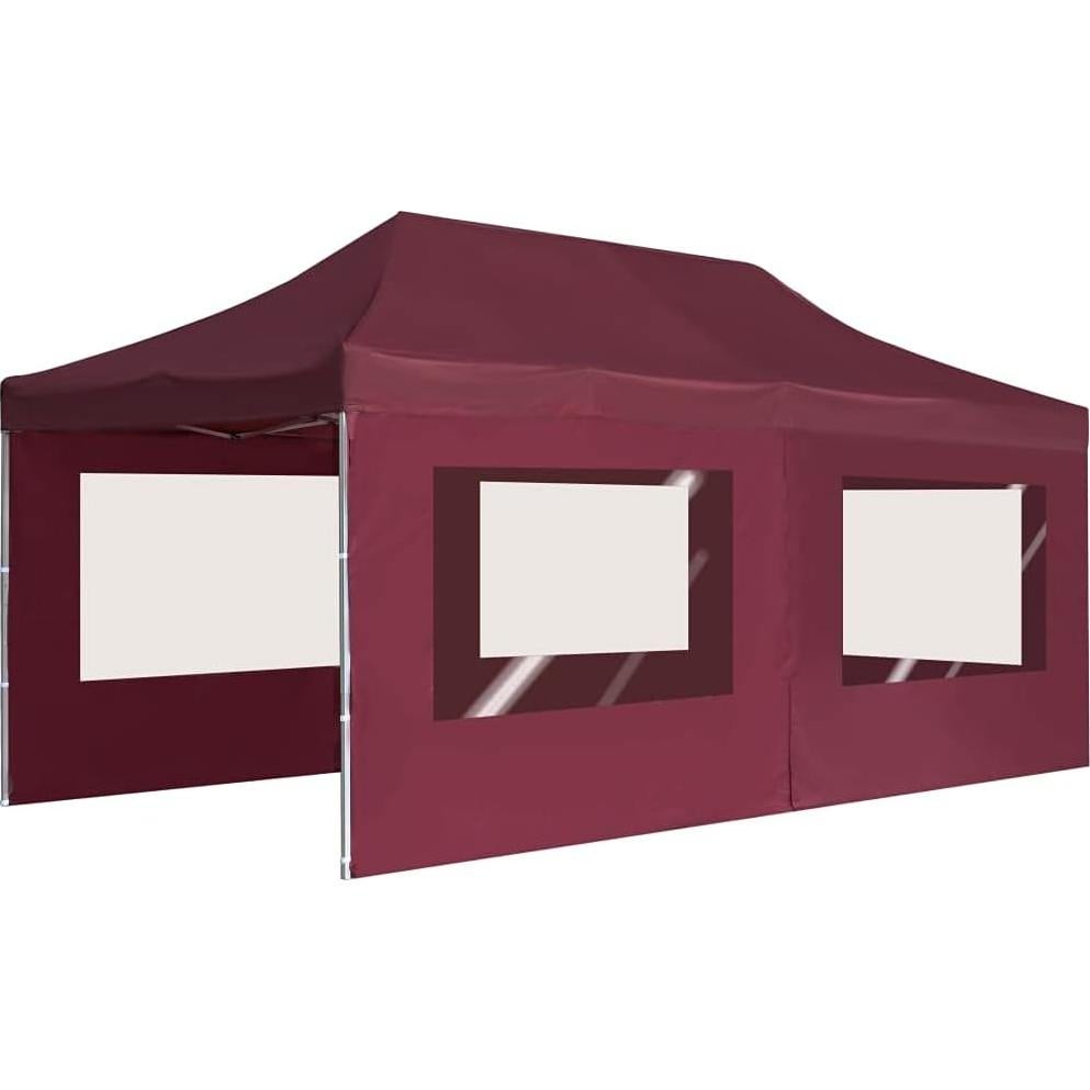 Carpa de Fiesta Plegable YELWHI 5.7x3m Rojo Vino Resistente al Agua