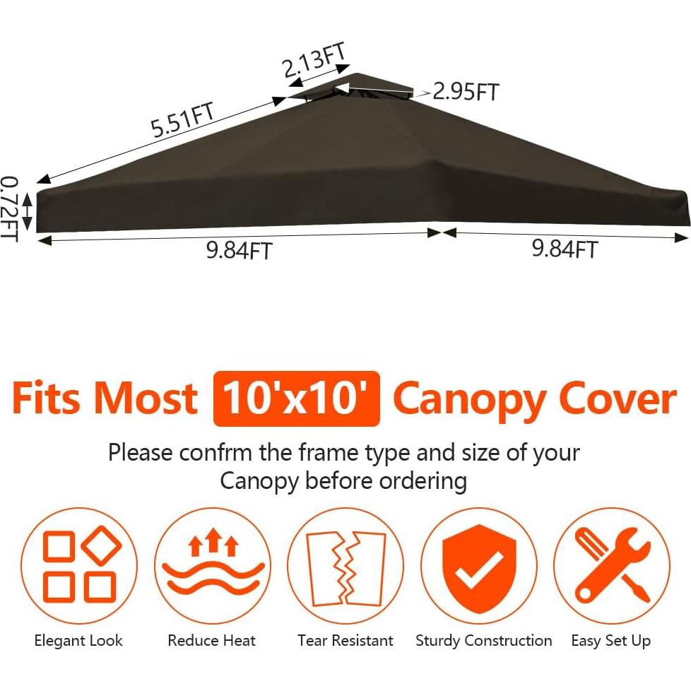 Toldo de Reemplazo LUVCMFT 10x10 Cuadrado Impermeable UV