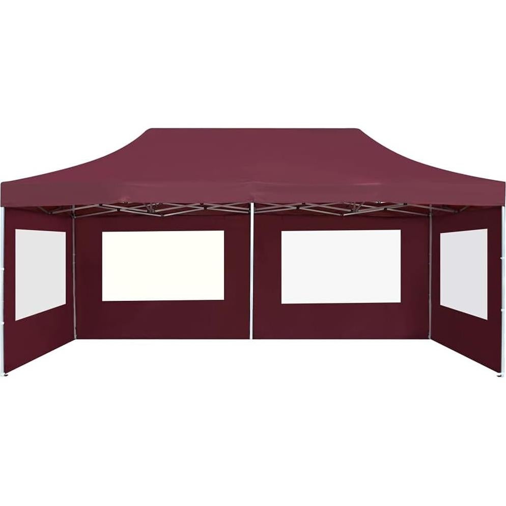 Carpa de Fiesta Plegable ANYCHOLE 5.8x3m Rojo Vino con Ventanas
