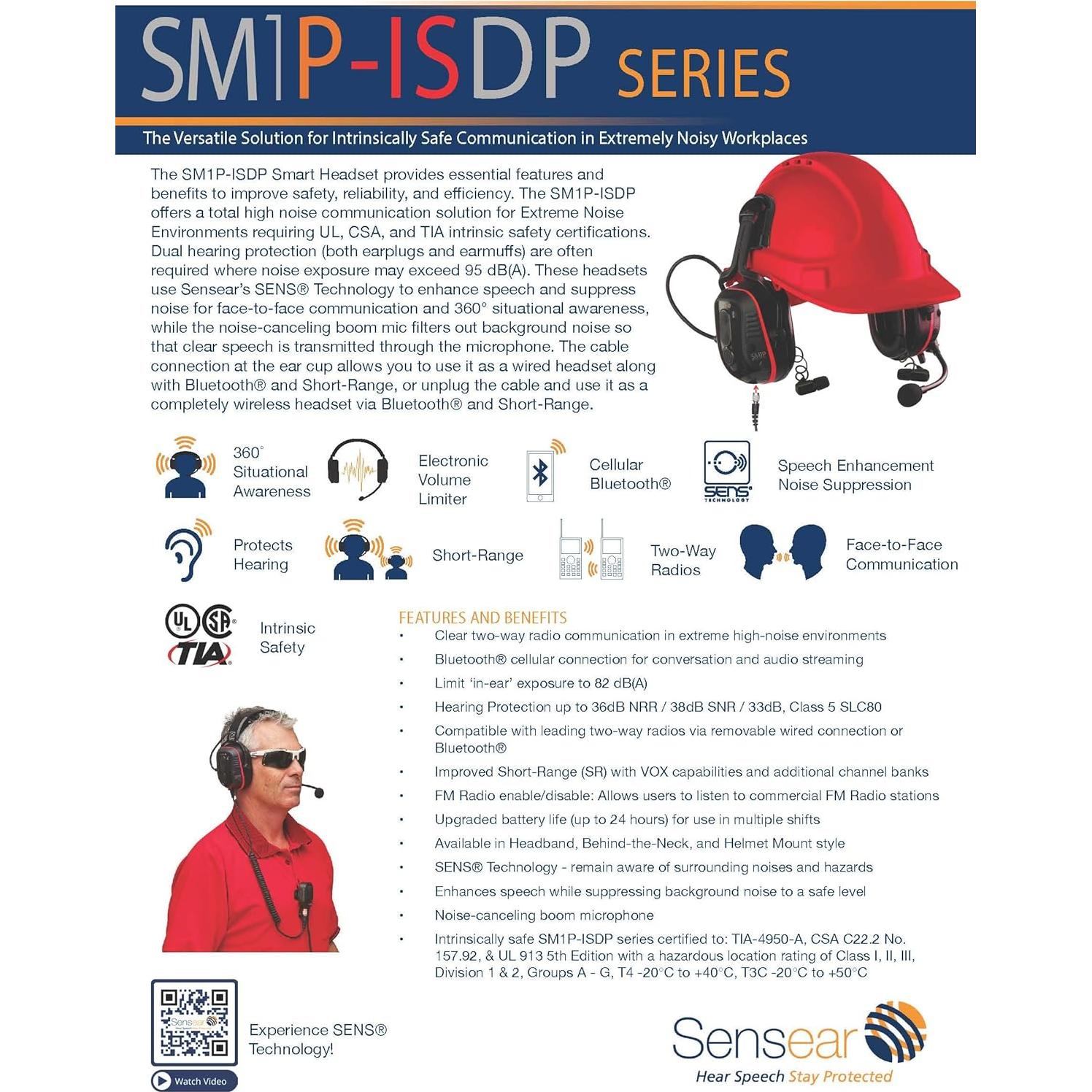 Auricular Inalámbrico Sensear SM1P-ISDP Detrás del Cuello 31dB