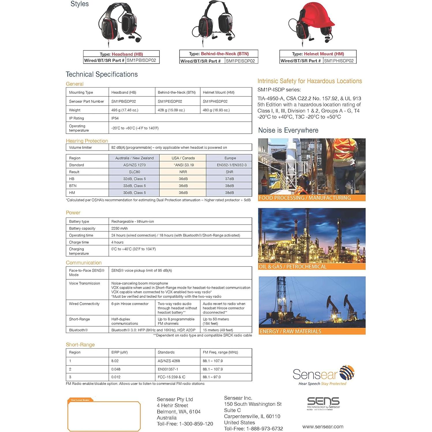 Auricular Inalámbrico Sensear SM1P-ISDP Detrás del Cuello 31dB