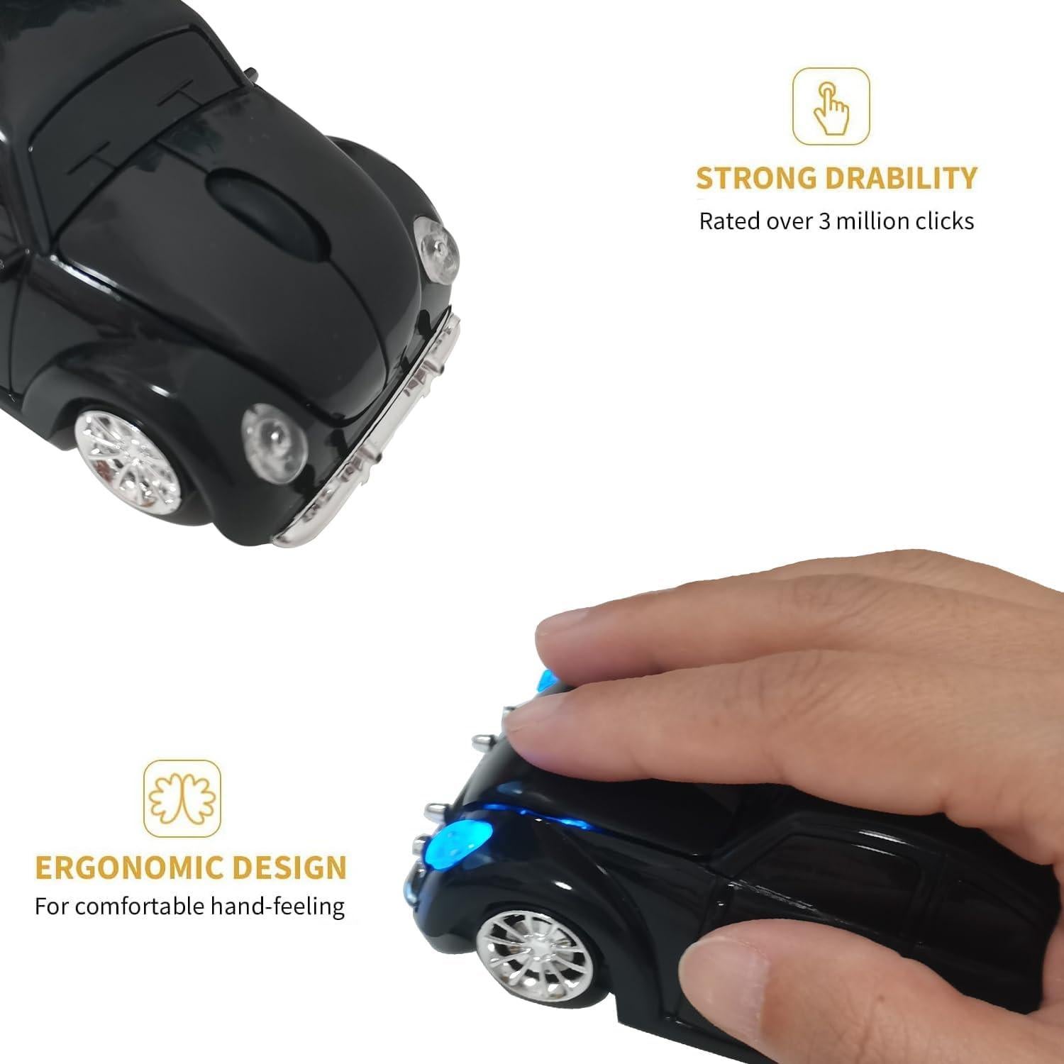 Ratón Inalámbrico WUQIDA en Forma de Coche Negro 1600 DPI