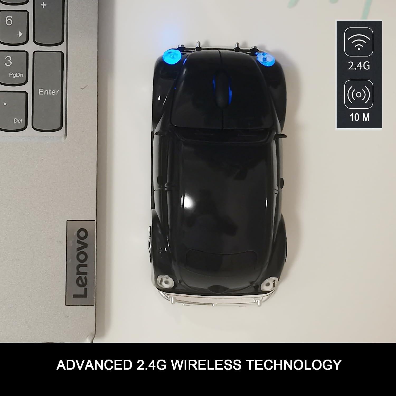 Ratón Inalámbrico WUQIDA en Forma de Coche Negro 1600 DPI