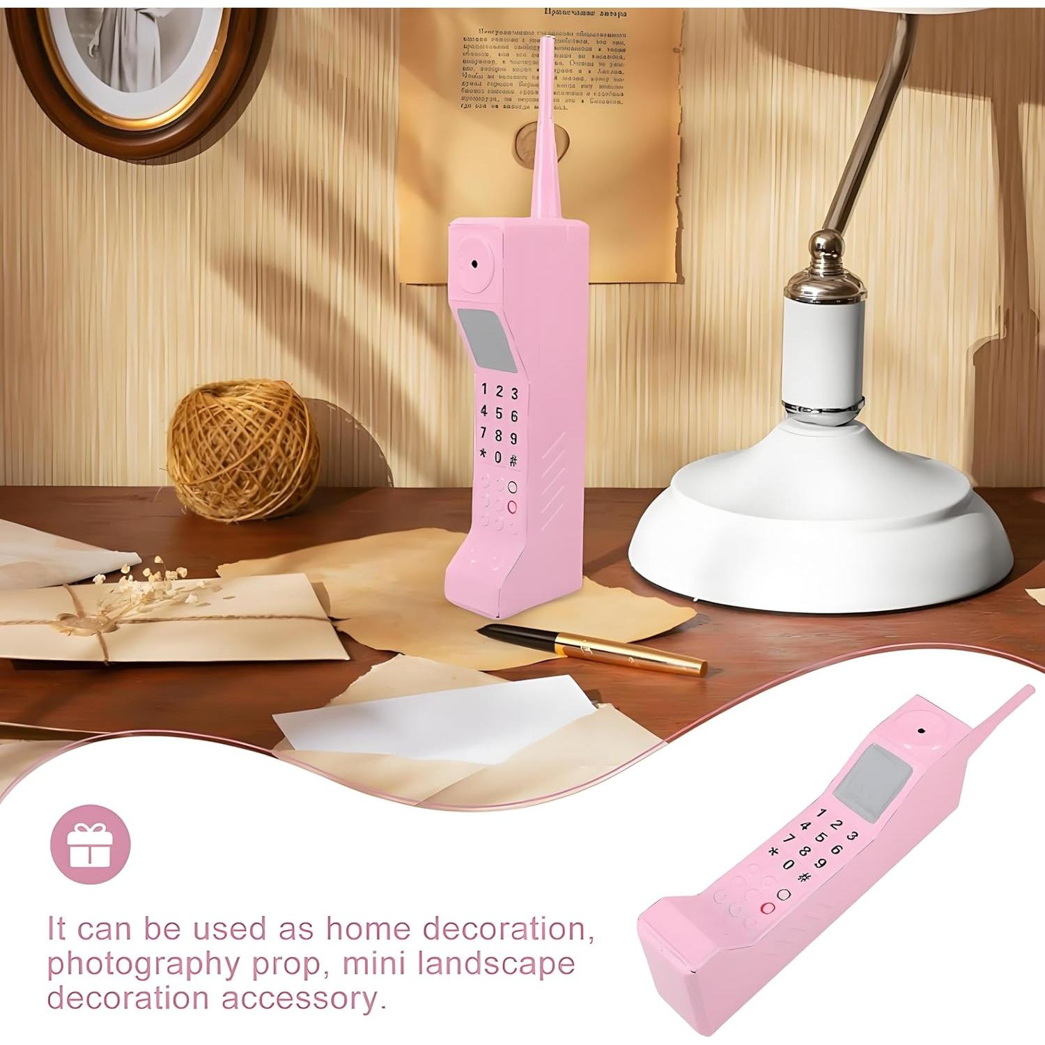 Prop de Teléfono Retro de Ladrillo WALFRONT 32 cm Hierro Rosa