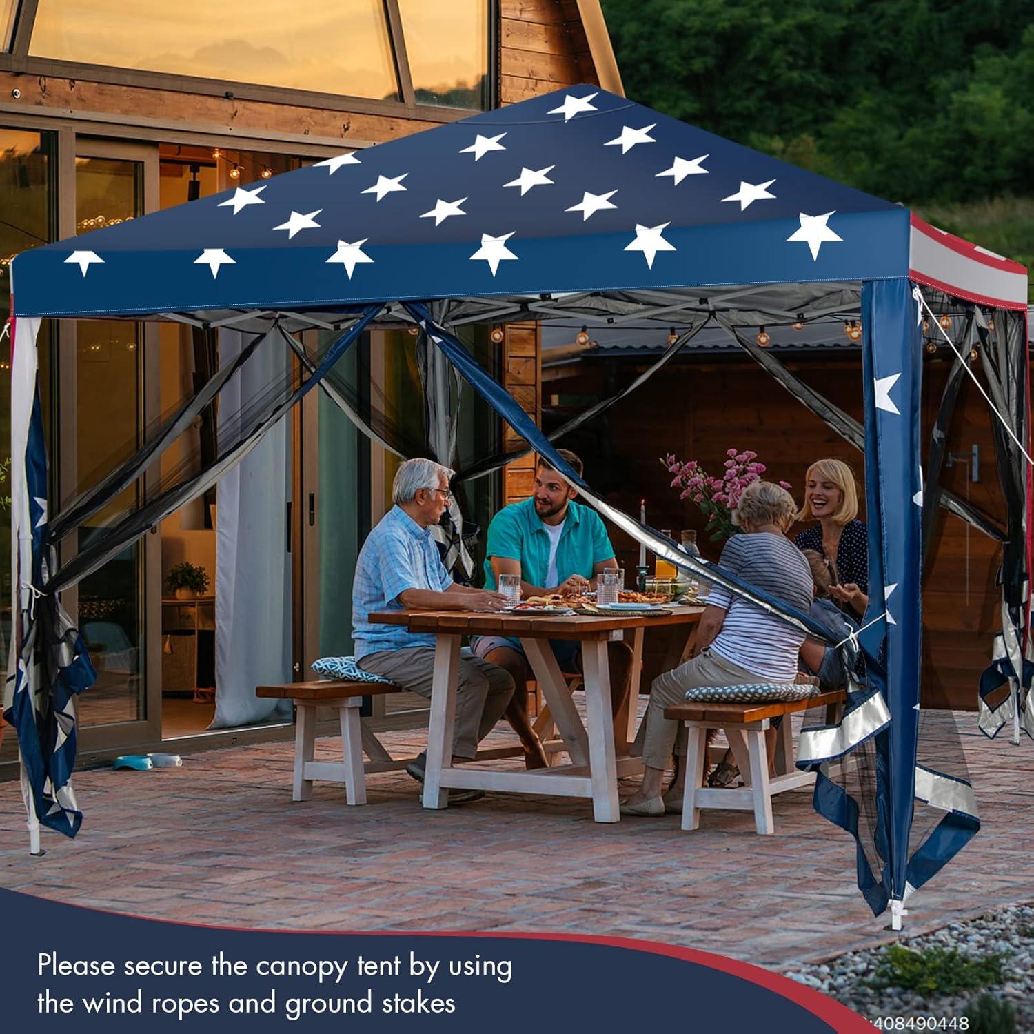 Carpa Plegable Tangkula 10x10 Pies con Malla y Altura Ajustable