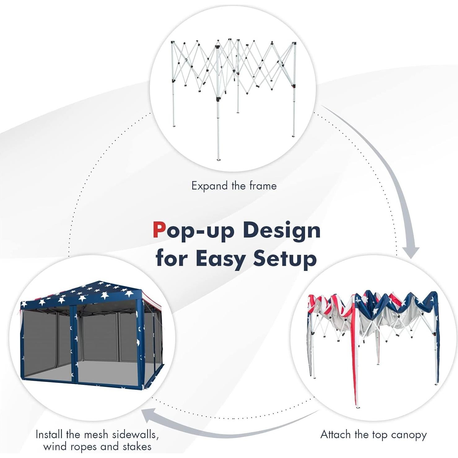 Carpa Plegable Tangkula 10x10 Pies con Malla y Altura Ajustable