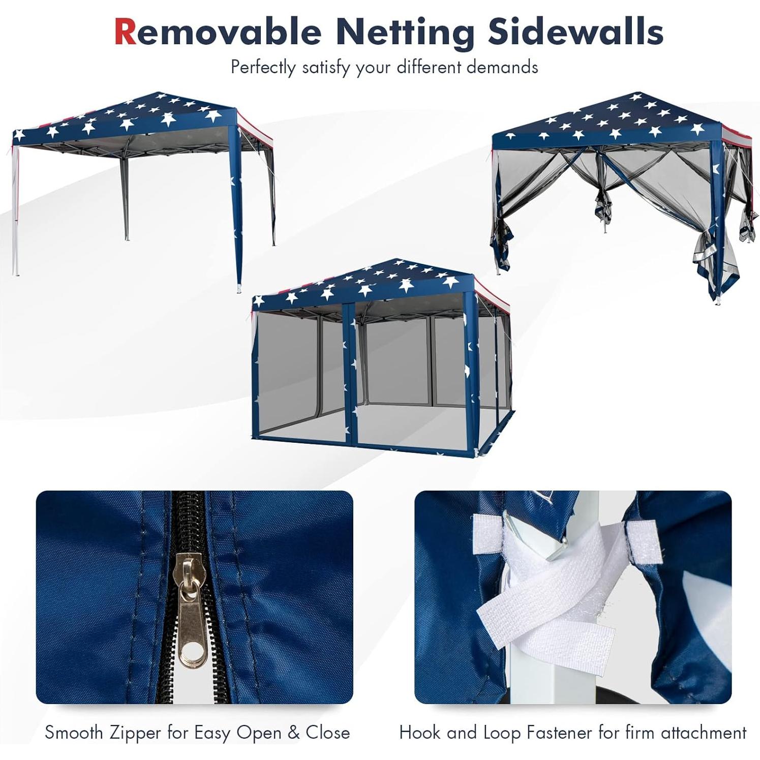 Carpa Plegable Tangkula 10x10 Pies con Malla y Altura Ajustable