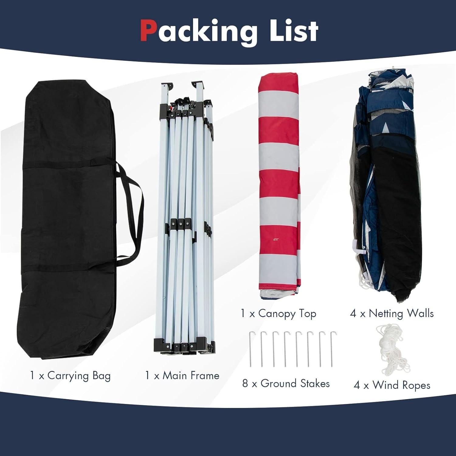Carpa Plegable Tangkula 10x10 Pies con Malla y Altura Ajustable