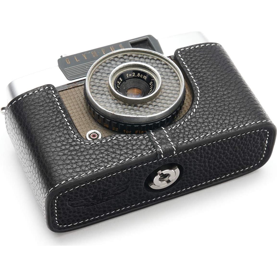 Funda de cámara BolinUS para Olympus PEN-EE de cuero negro