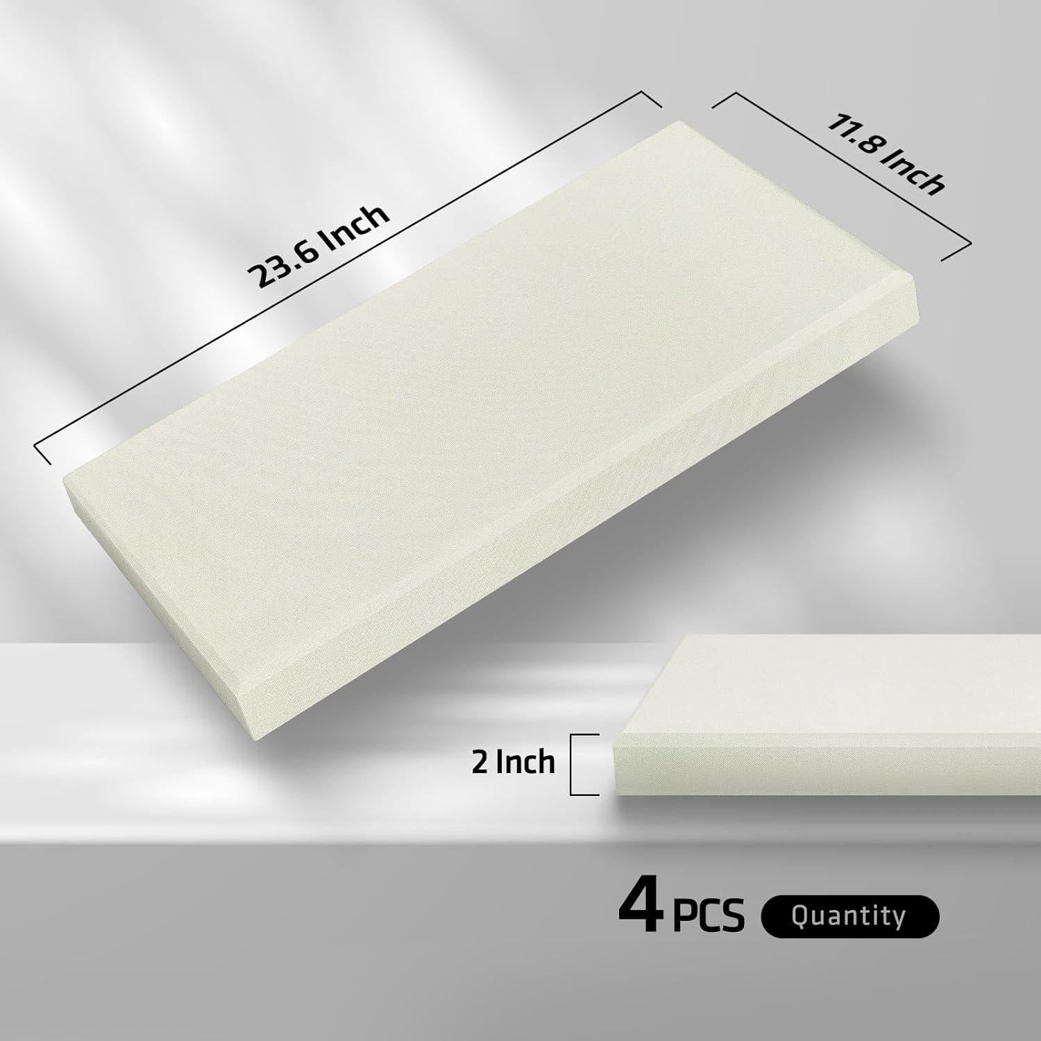 Panel Acústico de Fibra de Vidrio Beige 60x30 cm - 4 Piezas