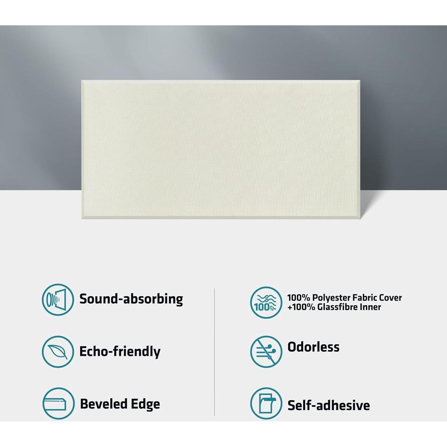 Panel Acústico de Fibra de Vidrio Beige 60x30 cm - 4 Piezas