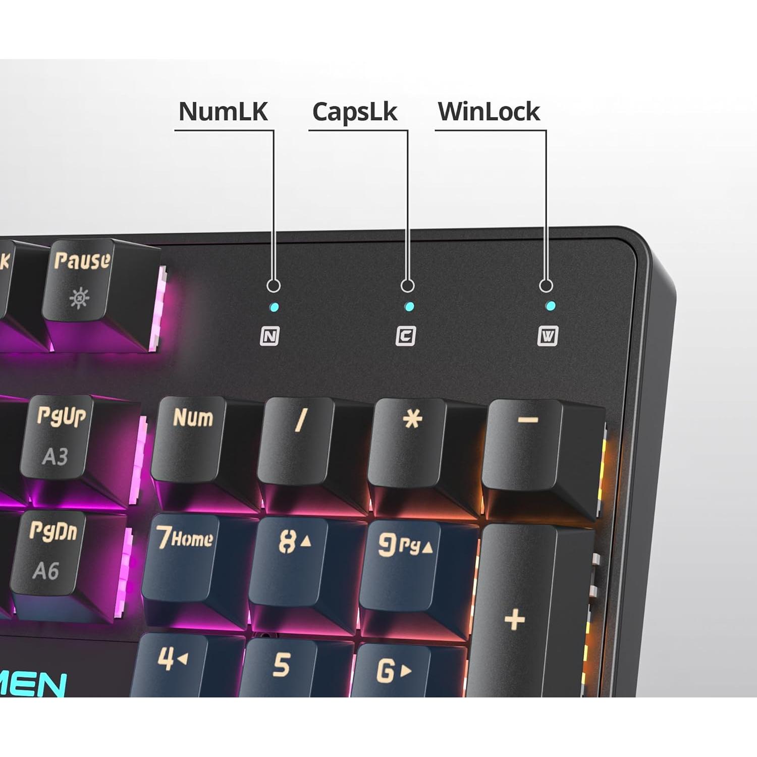 Teclado Mecánico RGB SURMEN V200 104 Teclas PBT Rojo