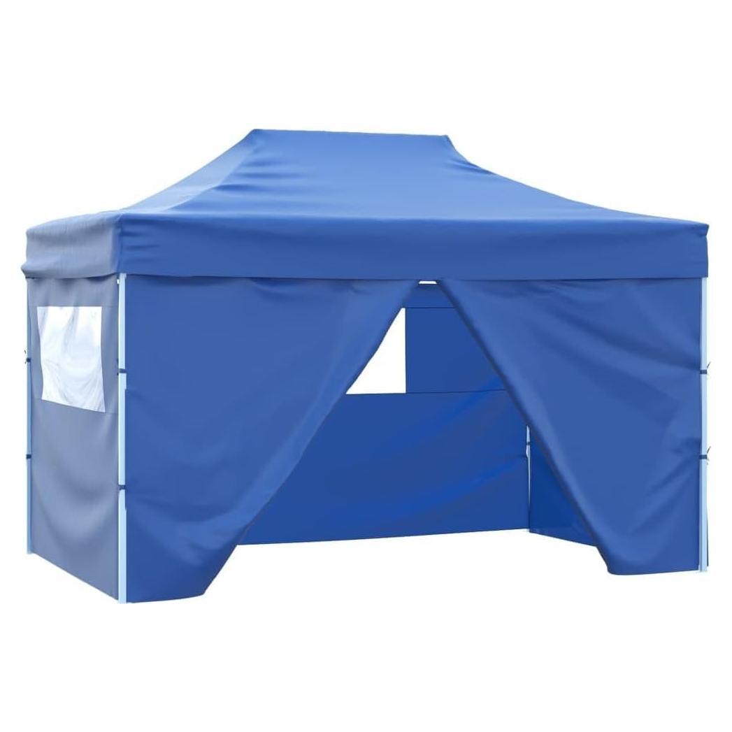 Carpa de Fiesta Plegable YELWHI 280x410 cm Azul Resistente UV