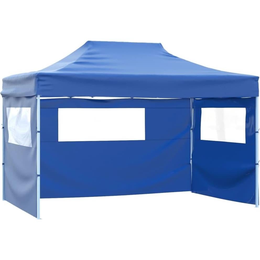 Carpa de Fiesta Plegable YELWHI 280x410 cm Azul Resistente UV