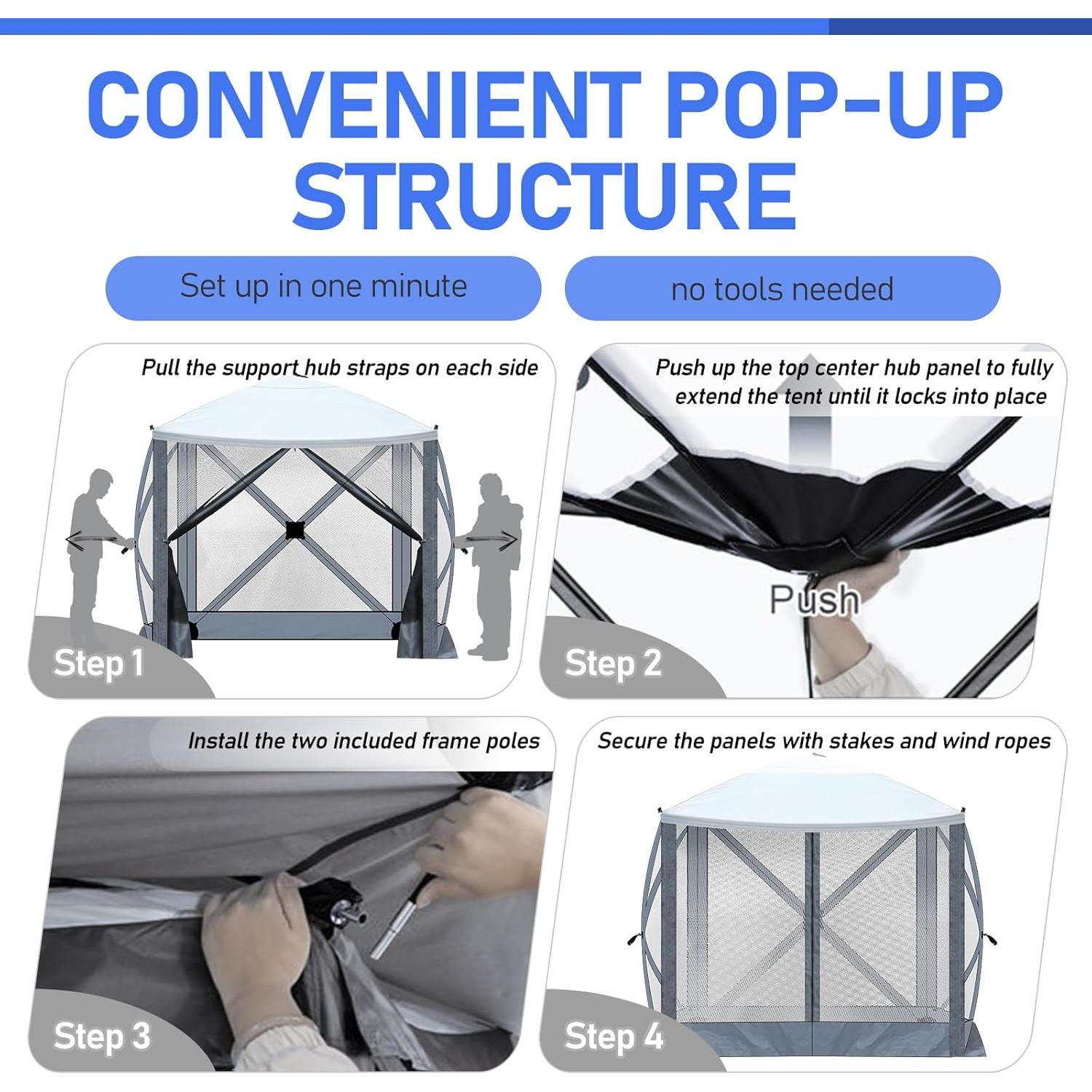 Carpa Gazebo Plegable VINGLI 2.13x2.13m con Mosquitera