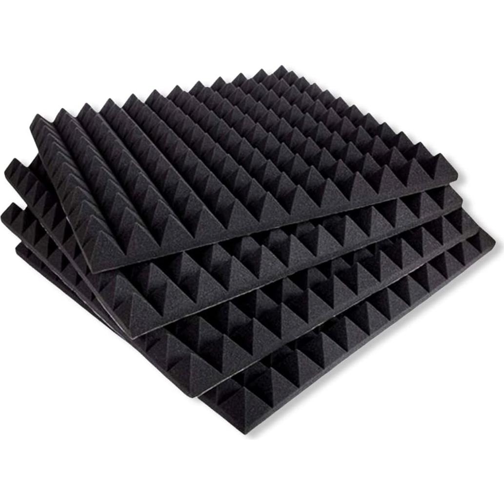 Pyramid Soundproofing Studio (Set of 18) Acoustic Foam 1'x1' - 1 Inche (Black)